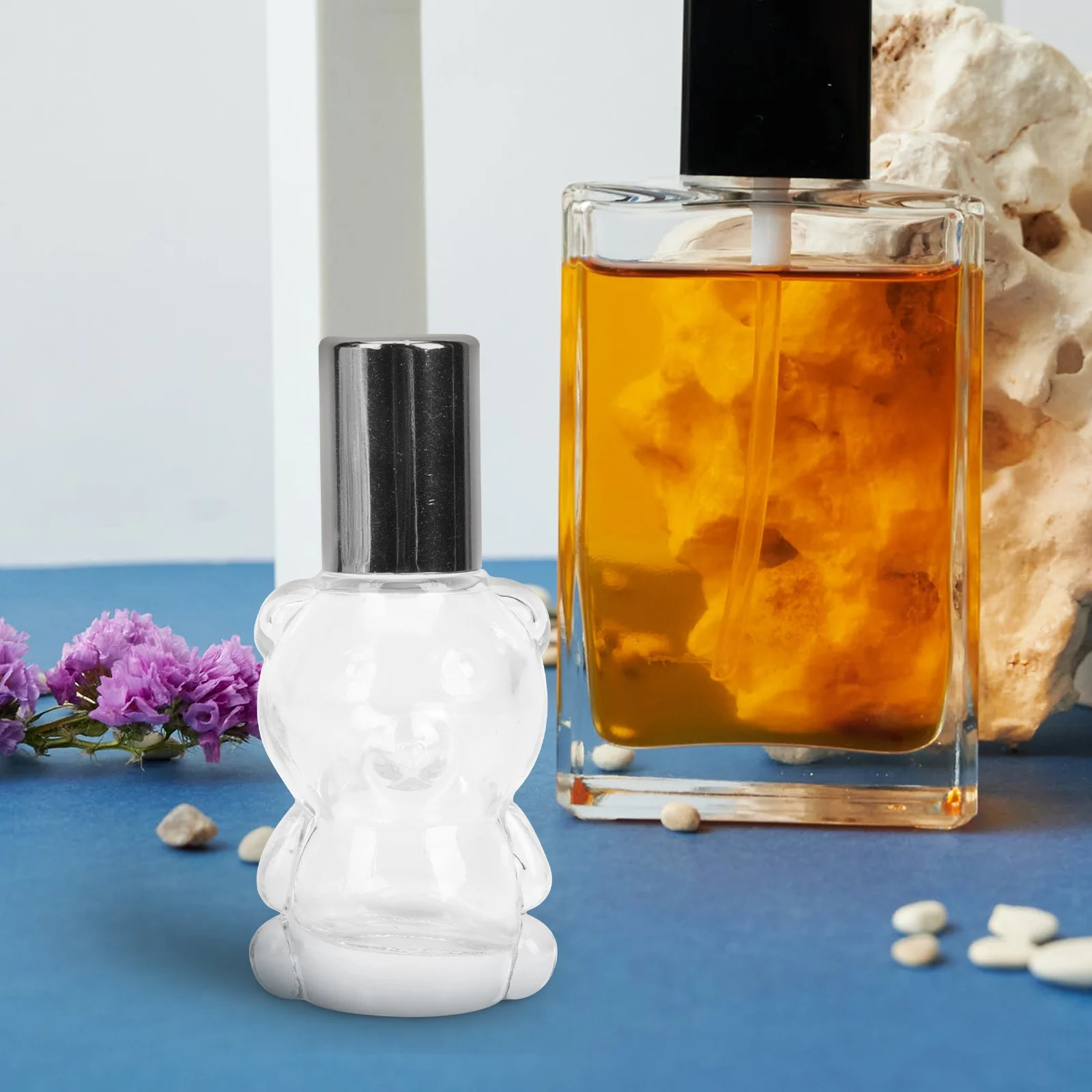 

8Pcs Portable Transparent Bear Roller Bottle Leakproof Travel Perfume Oil Sub Bottle Essential Oil Dispenser Roll-on Bottles