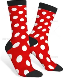 Colorful Polka Dots Red Funny Socks Novelty Casual Crew Socks Contrast Color Design for Women Men Gift