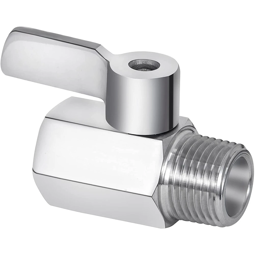 RTCX-Shower Head Shut Off Valve, 304 Stainless Steel Mini Ball Valve NPT Thread(1/2Inch Male x 1/2Inch Female),1 Pack