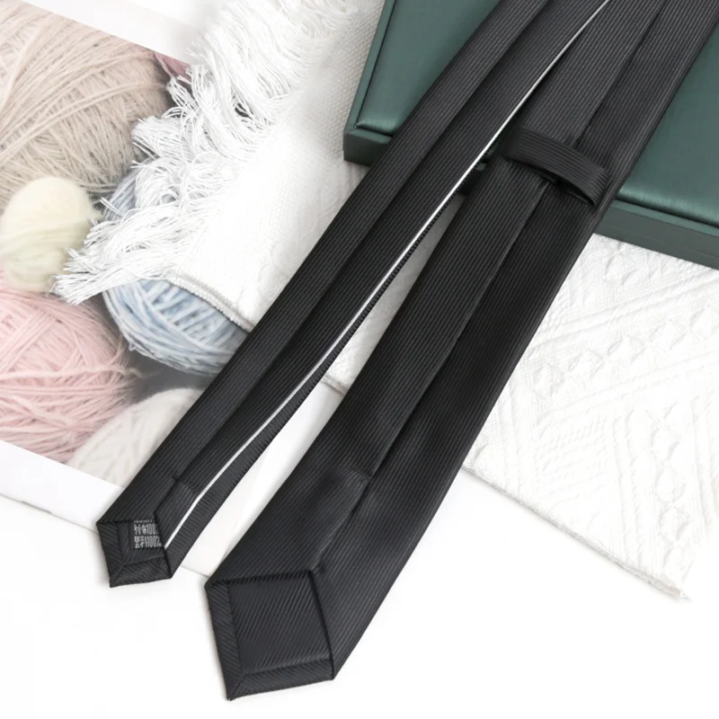 Schwarze Luxus-Streifen-Krawatte, handgefertigt, hochwertige Krawatte, dünn, 6 cm, Krawatten für Männer und Frauen, Krawatte, Business-Party, Corbatas-Zubehör – Detail 3