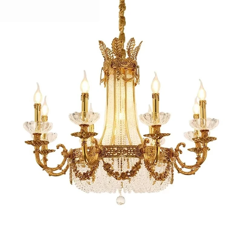 Luxury French Brass Crystal Chandelier Perfect For Bedroom Living & Dining Areas Classic Decor For Romantic Ambiance