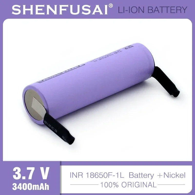 充電式リチウムイオン電池,18650f-1l,3.7v,3400mah,20A放電,大電流,DIYニッケルストリップ,新品