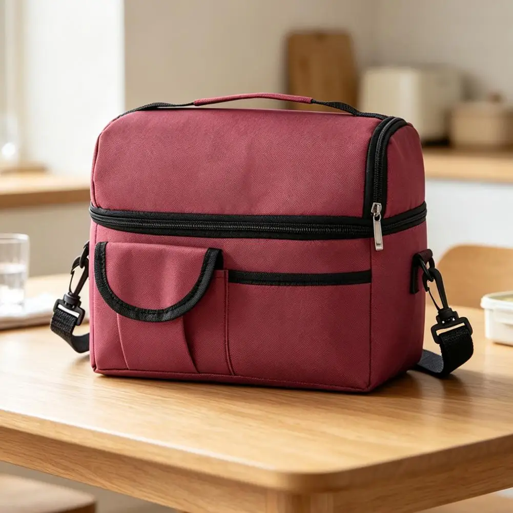 Cooler Bag for Picnic Insulated Lunch Bag for Work Insulated Double Layer Lunch Bag with Shoulder Strap Capacity Oxford Cloth