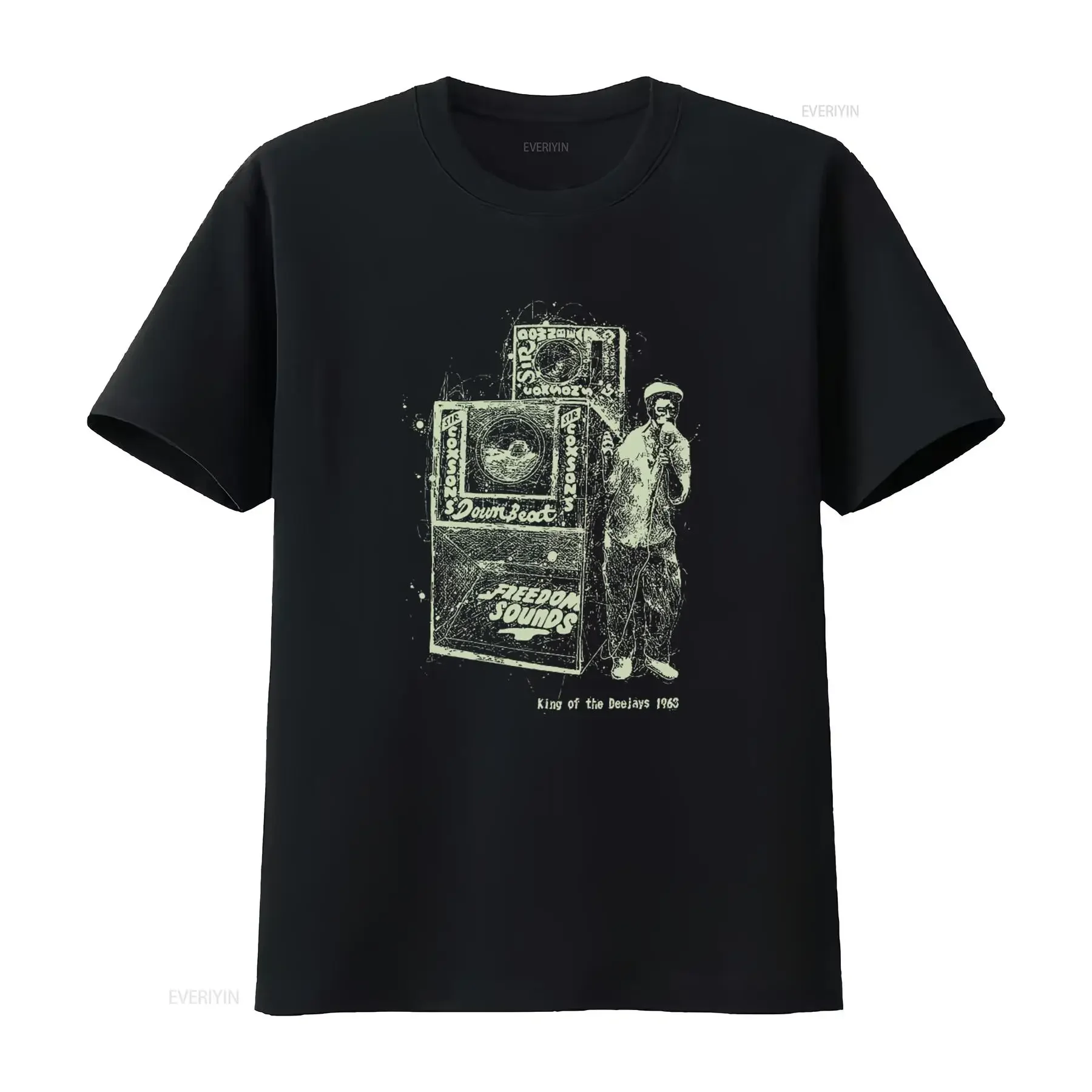 1963 King Stitt Of The Deejays Reggae T Shirt Sound System Rasta Dub Music Print vintage Washed Comfortable Unisex fashion