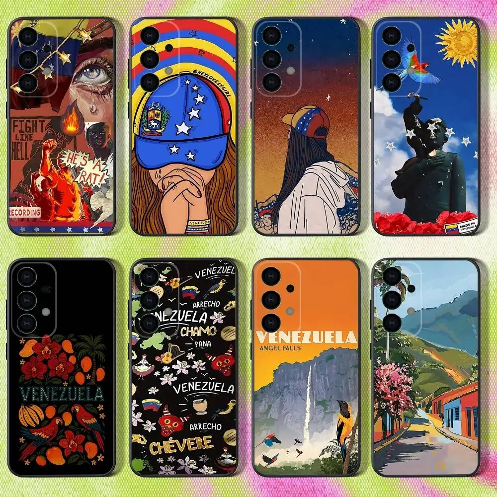 

Phone Case For Samsung S25,S24,S21,S22,S23,S30,Ultra,S20,Plus,Fe,Lite,Note,10,9,Venezuela esthetic Art Print 5G Black Cover