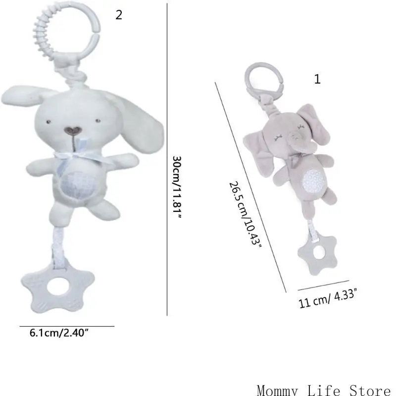 Cartoon Animal Shake Pendant Plush Elephant Rabbit Ratche Windchime dla noworodka Zabranie umiejętności trening