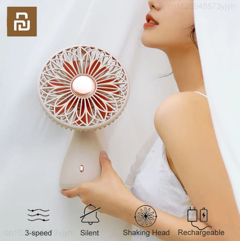 Youpin Sothing Mini Portable Fan USB Rechargeable Silent Cooling Handheld Fan Shaking Head Desktop Fans for Official Bedroom