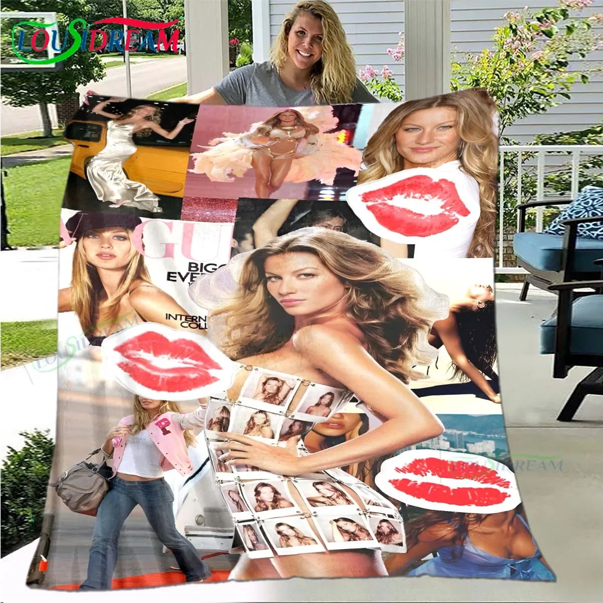 Fashion Model Gisele-Bündchen  Blanket,Flannel Throw Blanket for Home Bedroom Bed Sofa Picnic Office Hiking Leisure Nap Gift