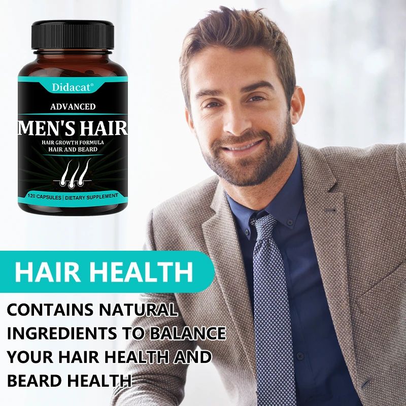 Hair Growth Vitamins for Men - Hair Regrowth & Beard Growth Supplement for Fuller, Thicker Hair with Biotin & Saw Palmetto