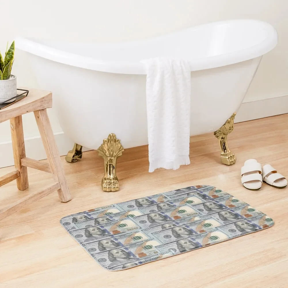 

100 dollar bills Bath Mat Hallway Carpet Bathroom Shower Curtain Anti Slip Bath Stickers Mat