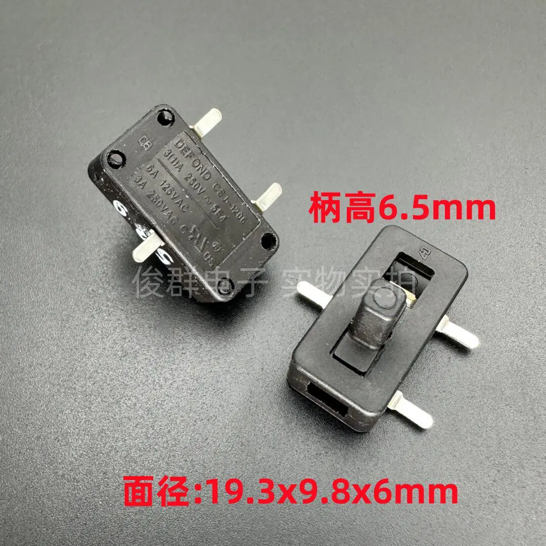 10pcs/ CSJ-1206 patch type three-legged 2 toggle switch blower power sliding switch