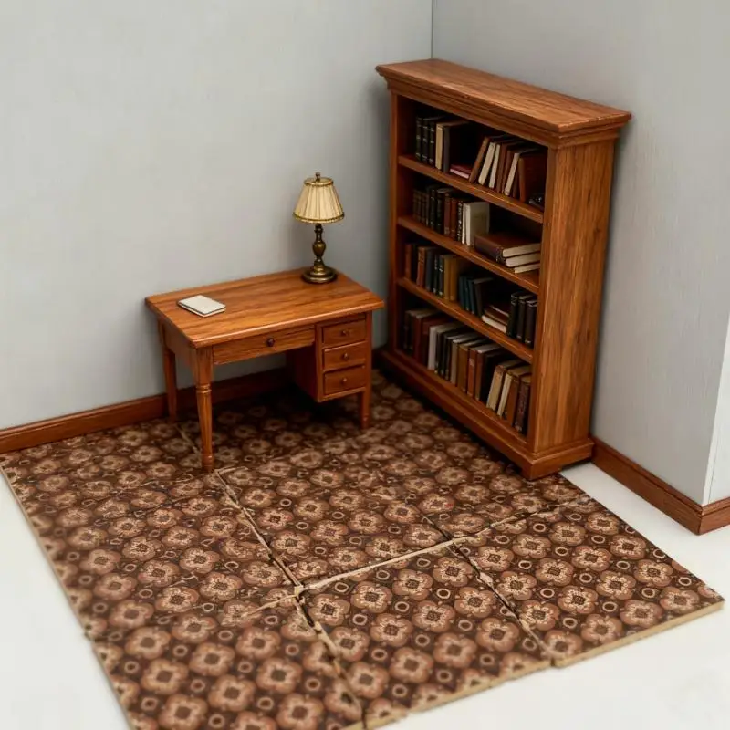 9Pcs Kitchen Living Room Floor Furniture Accessories 30*30mm Dollhouse Mini Simulation Double-sided Wooden Floorboards Model