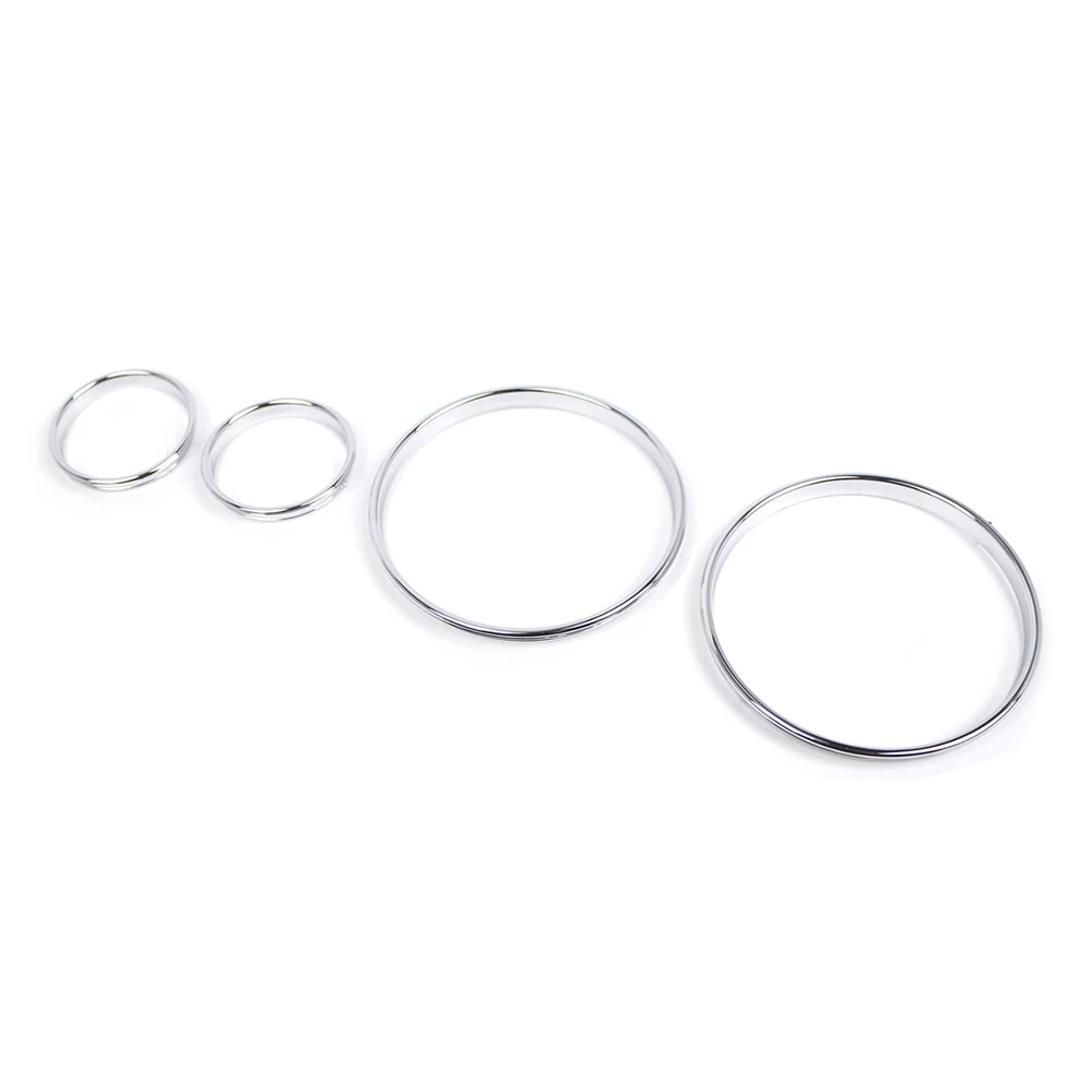 4pcs Dash Dashboard Dial Rings Bezel Trim Ring Speedometer Gauge Chrome AC Dashboard Dial Ring Trim Cover For BMW E38 E39 E53 X5