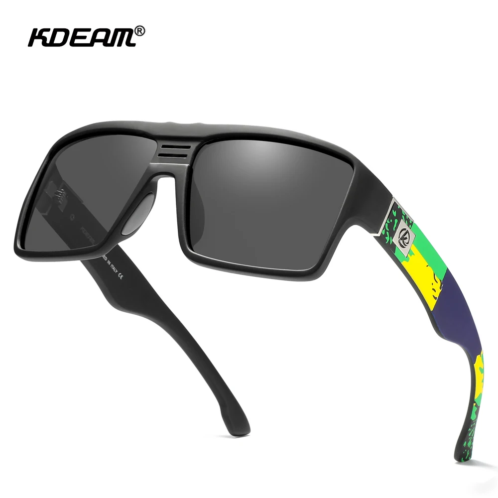 KDEAM Square Shape Men's Sunglasses Polarized Impact Protection Anti-Reflection Lens Enhance Any Outdoor Pursuit Category 3