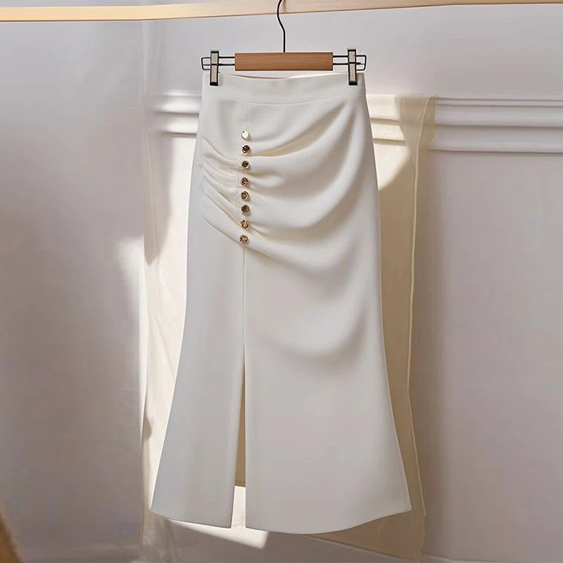 

2025 new large size fat suit skirt women's spring and autumn design sense, thin high waist characters medium and long skirt