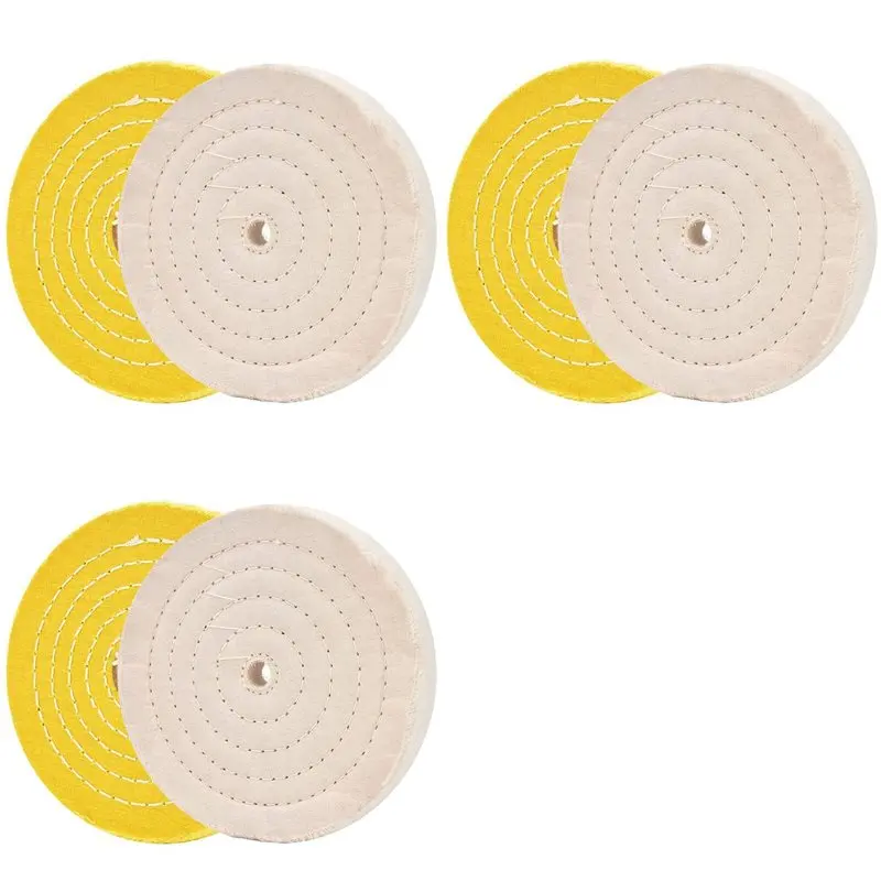 TFORU-6Pcs Polishing Discs Polishing Wheel Kit 150Mm Polishing Wheel Set For Table Buffer Polisher With 12.7Mm Mandrel Hole