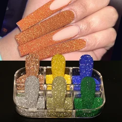 Sparkly Diamond Glitter polvere per unghie argento riflettente colorato pigmento cromato Flash discoteca immersione sabbia Manicure paillettes polvere S85