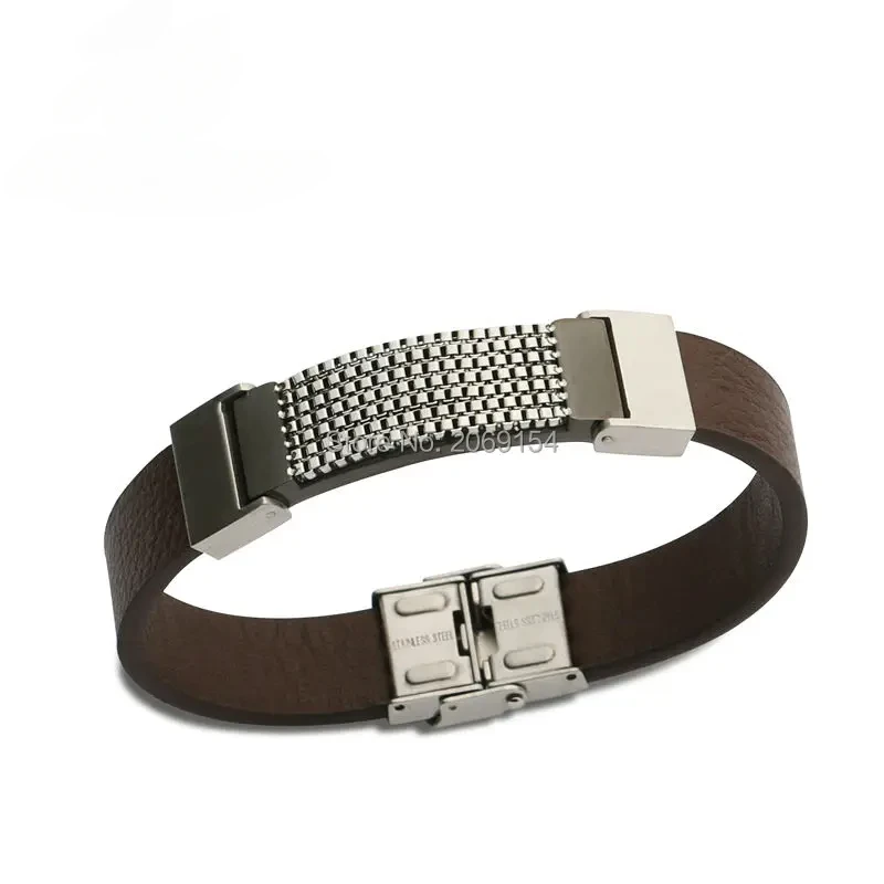 

ROXI | Men Charms Leather Bracelets. Stainless Steel Hip Hop Jewelry.21cm.Good Qualty.Unique Design.Punk.Trendy Gifts