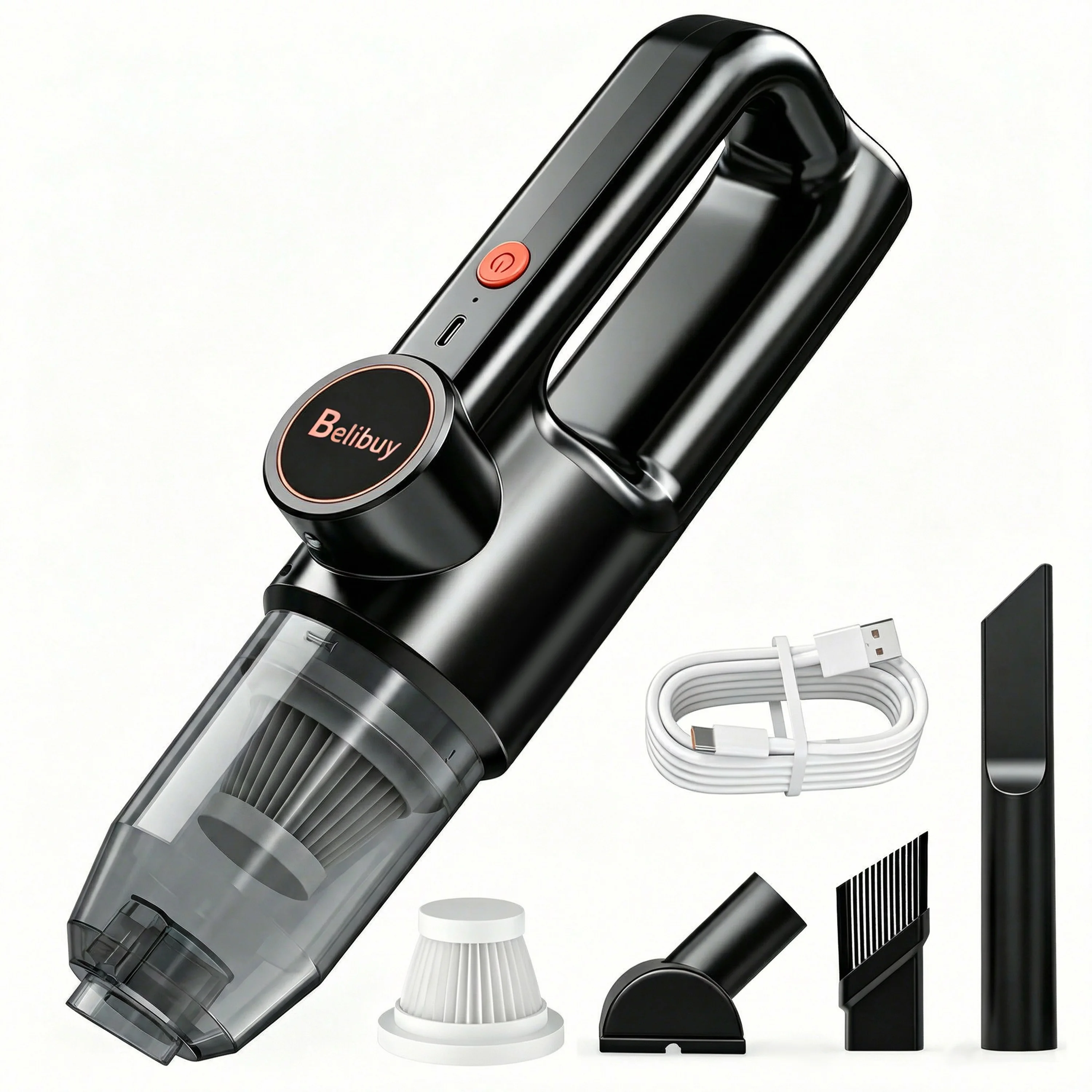 Kabelloser tragbarer Handstaubsauger, Mini-Akku-Autostaubsauger mit ergonomischem Design, leistungsstarker, wiederaufladbarer Handstaubsauger für Auto, Haushalt, Staub, Schmutz, Tierhaare,