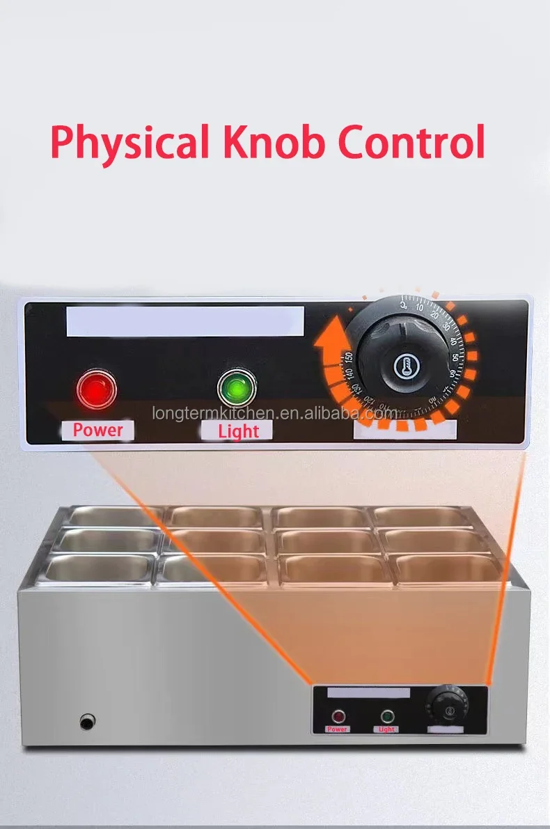 معدات مطبخ المطاعم، معدات البوفيه الكهربائية باين ماري، عرض سخان الطعام لتقديم الطعام