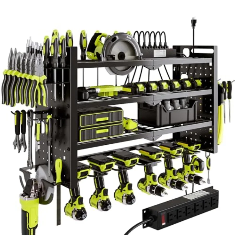 

Power Tool Orgazer Wall Mount wit Carging Station 4 Layer 6 Slot Cordl Drill older wit Angle Grinder older lack