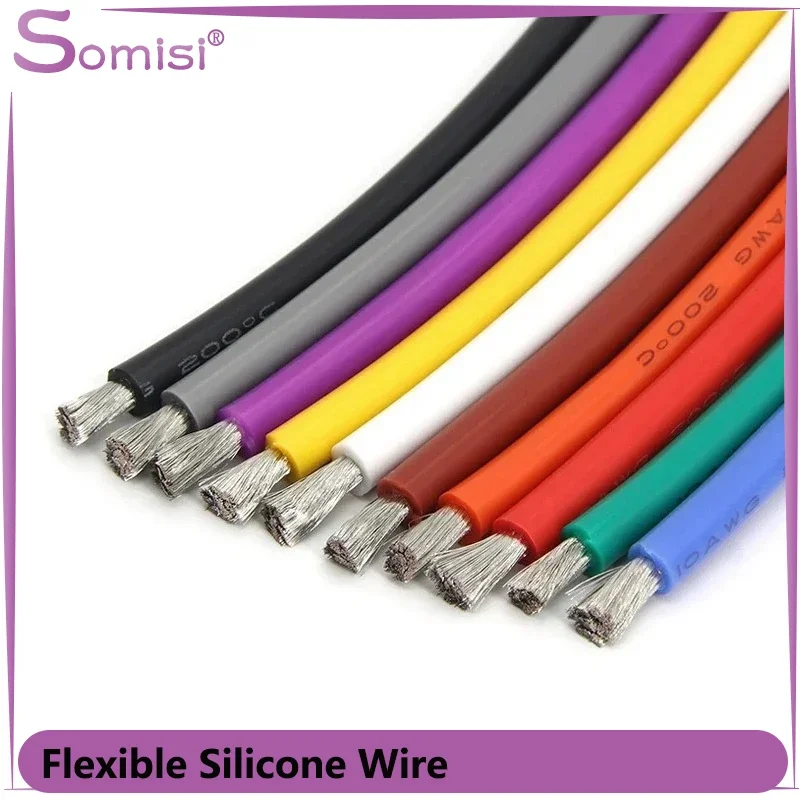 

1/5/10m Silicone Car Battery Automotive Wires 30 28 26 24 22 20 18 16 14 12 10 8 6AWG Heat-resistant Automotive Electric Cable