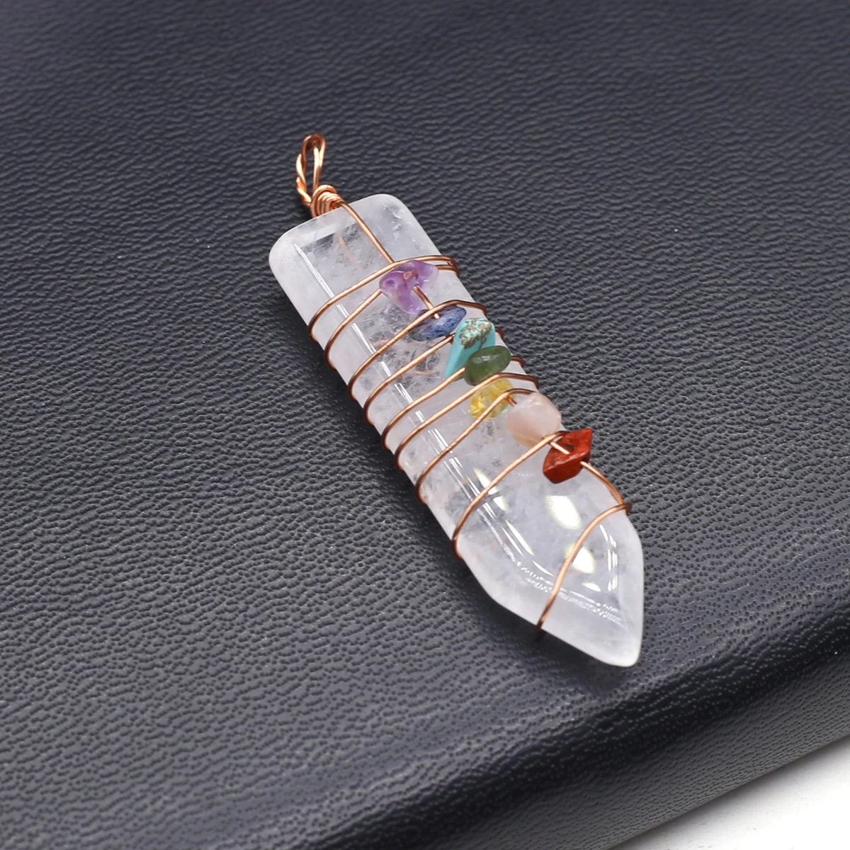 10PCS Wholesale Natural Stone Rose Crystal Agate 7 Chakras Reiki Healing Pendant DIY Jewelry Making Necklace Accessories Gift