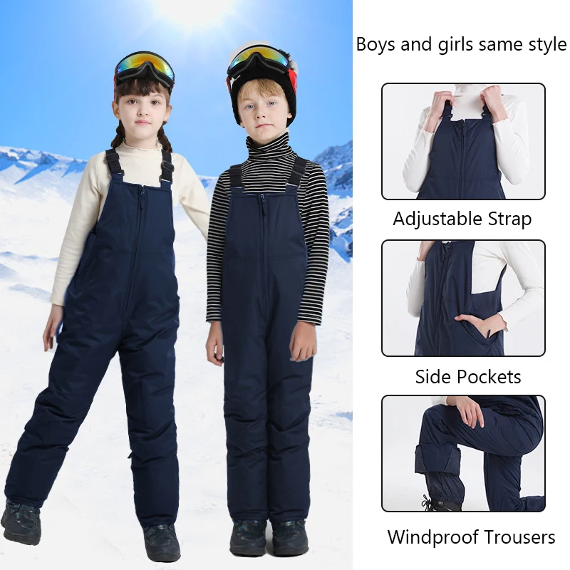 2022 New Kids One-Piece Ski Pants Boys Girls Outdoor Snowboard Suits Warm Children's Jumpsuits Windproof  Waterproof Ski Suits