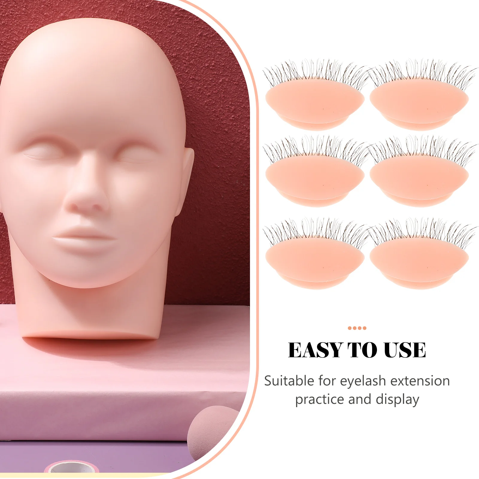 Palpebre di ricambio per pratica di estensione delle ciglia Occhi di pratica in silicone realistico Palpebre riutilizzabili per testa di manichino per ciglia