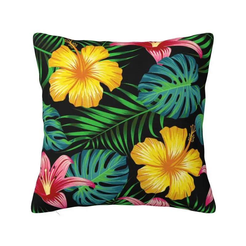 Hawaii Floral Tropical Flowers Leaves Cushion Cover 50x50 cm Polyester Throw Pillow Case Home Decoration Bedding Pillowcase