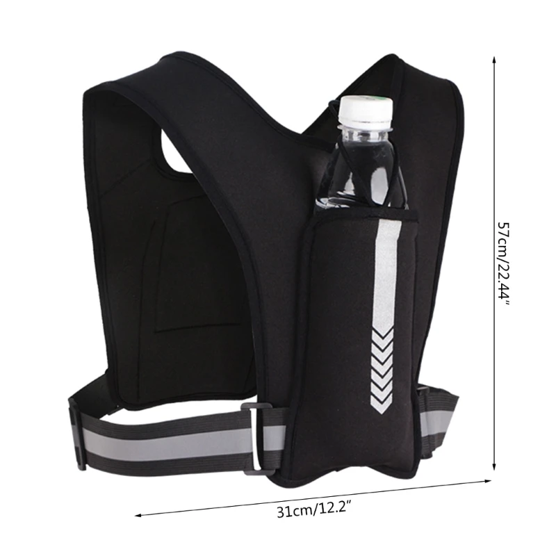 Jogging Chest Pouches with Water Bottle Pocket Adjustable Reflective Waistband