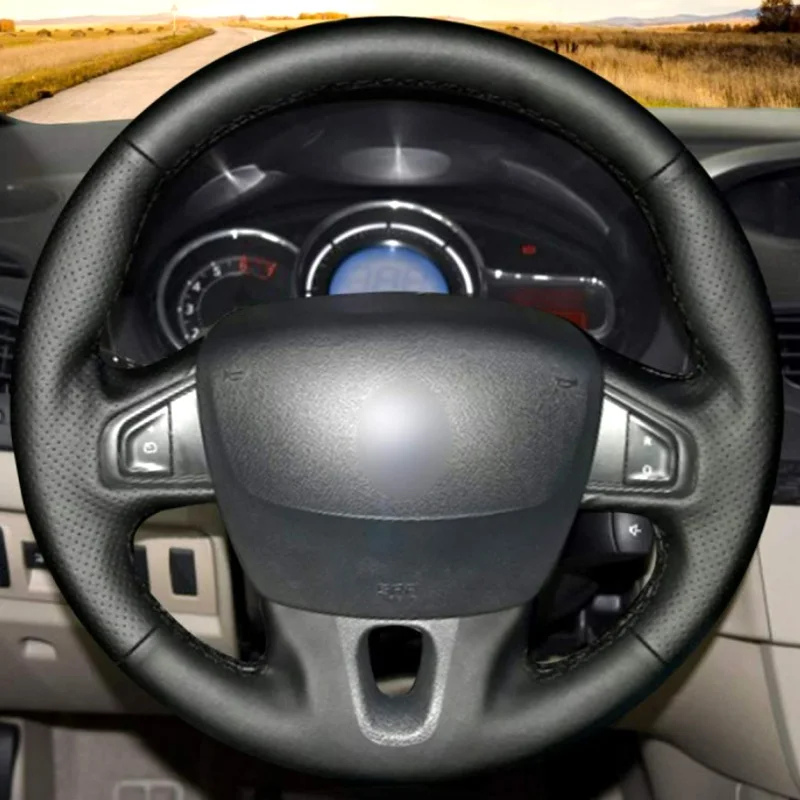 DIY Beige Leather Steering Wheel Cover Interior for Renault Fluence (ZE) Megane Scenic (Grand Scenic) 2009-2016 Kangoo 2014-2019