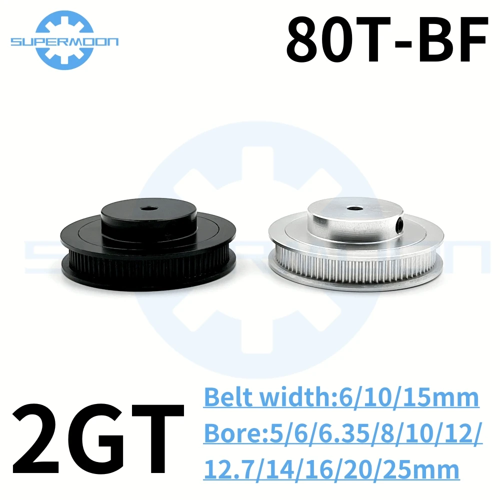 

2GT 80 Teeth Timing Pulley Bore 5-25mm Bandwidth 6/10/15mm GT2 Aluminum Alloy Pulley Transmission Components Synchronous Wheel