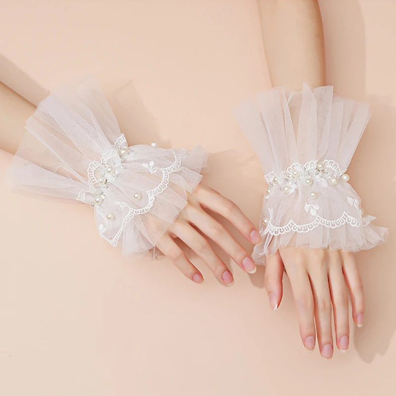 Nail Art Lace Fake Pleated Cuff Manicure Photography Props Fake Sleeves Nails Accessories Supplies Charms Nail Decorations For