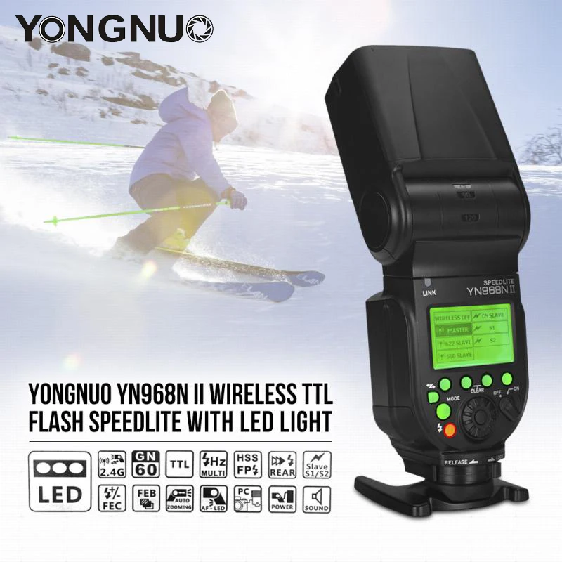 

YONGNUO YN968N II Trigger Transmitter 2.4G Wireless DSLR Flash TTL 1/8000s HSS Built-in LED Light for Nikon DSLR YN622N YN560