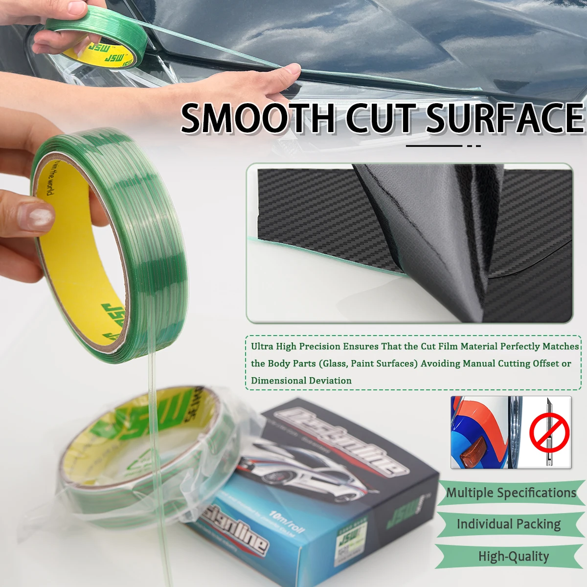 5/10/50M Vinyl Packaging car Stickers Knife free Design Line Seamless Tape Edge Detail Cutting car Film Coating Tool Positioning