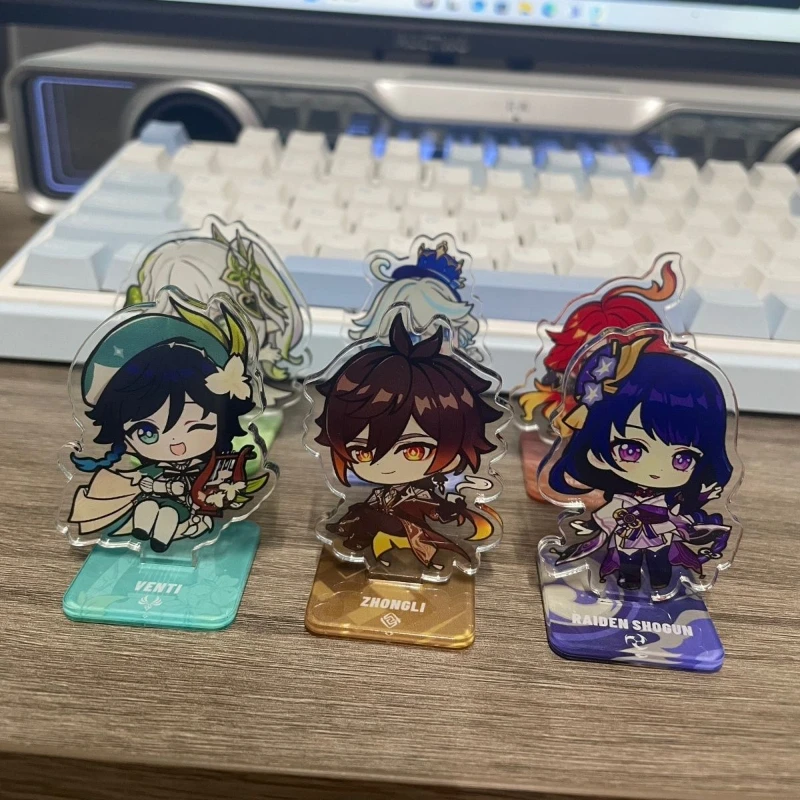 Game Genshin Impact Venti Zhongli Raiden Shogun Nahida Furina Mavuika Cosplay Standing Plate Acrylic Figure Stand Accessory Gift