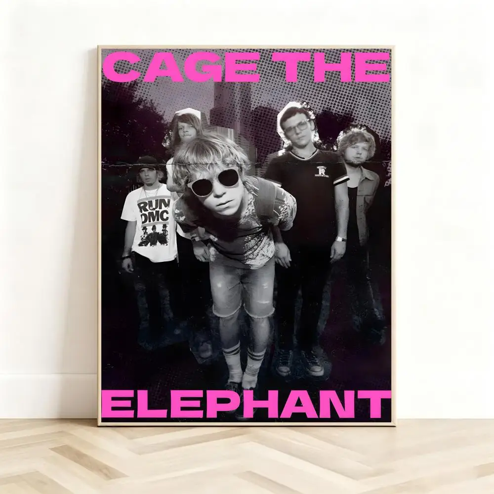 Energetic Band C-Cage The Elephant Poster Classic Self-Adhesive PP Wall Sticker for Living Room Bar Decor Gift