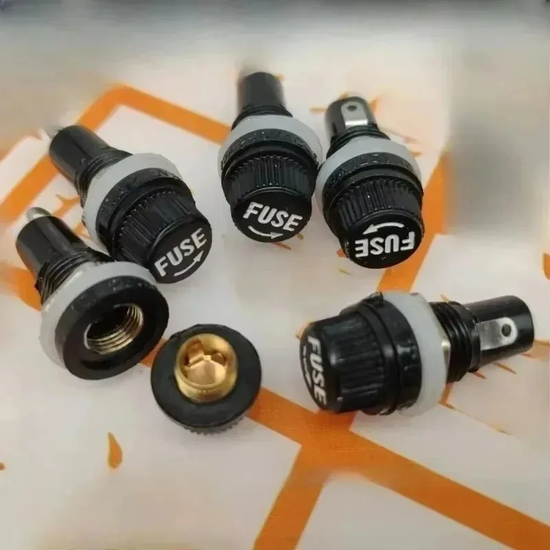 Neue 5-teilige 5 x 20 mm elektrische Schraubkappen-Sicherungshalter für Schalttafeleinbau, 125 V/15 A, 250 V/10 A