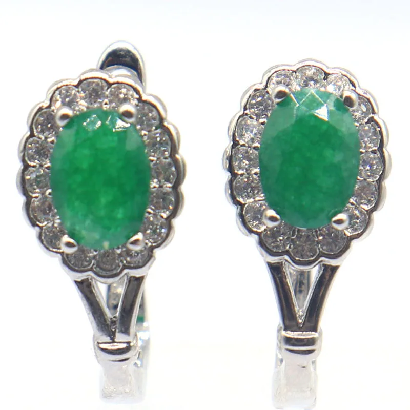 Buy 3 get 1 free 18x8mm Lovely Cute 2.9g Real Red Ruby Blue Sapphire Green Emerald Silver Earrings