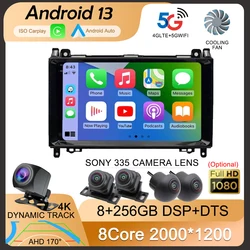 Autoradio Android 13, 9, GPS, DVD, Lecteur Vidéo, Limitation, pour Voiture Mercedes Benz B200, Sprinter, W906, W639, Classe AB, Wrationnel, W245, Viano, Vito