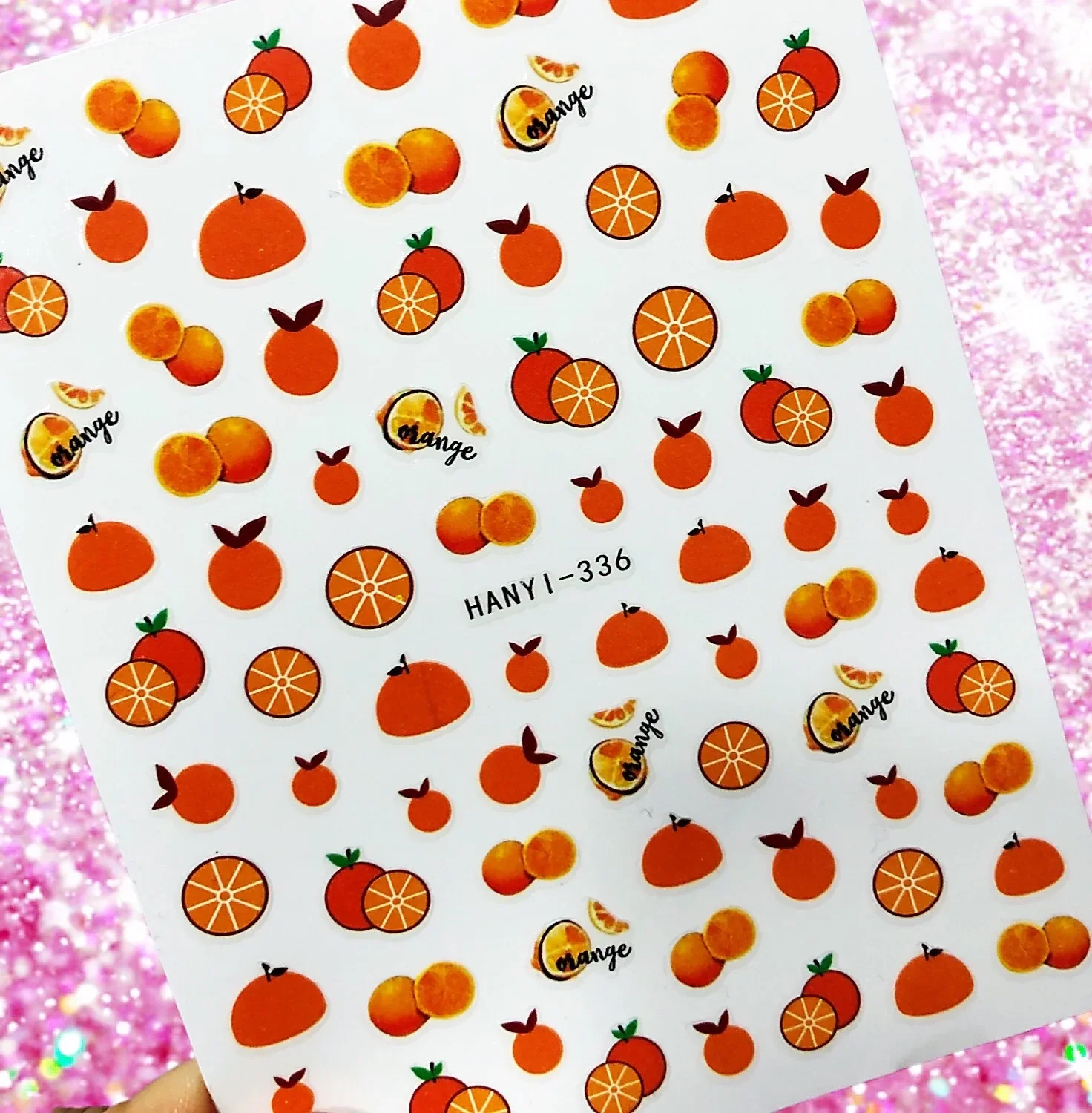 3D 네일 스티커 과일 레몬 해피리 오렌지 체리 백 글루 데칼 장식 네일 아트 도구 네일 장식품