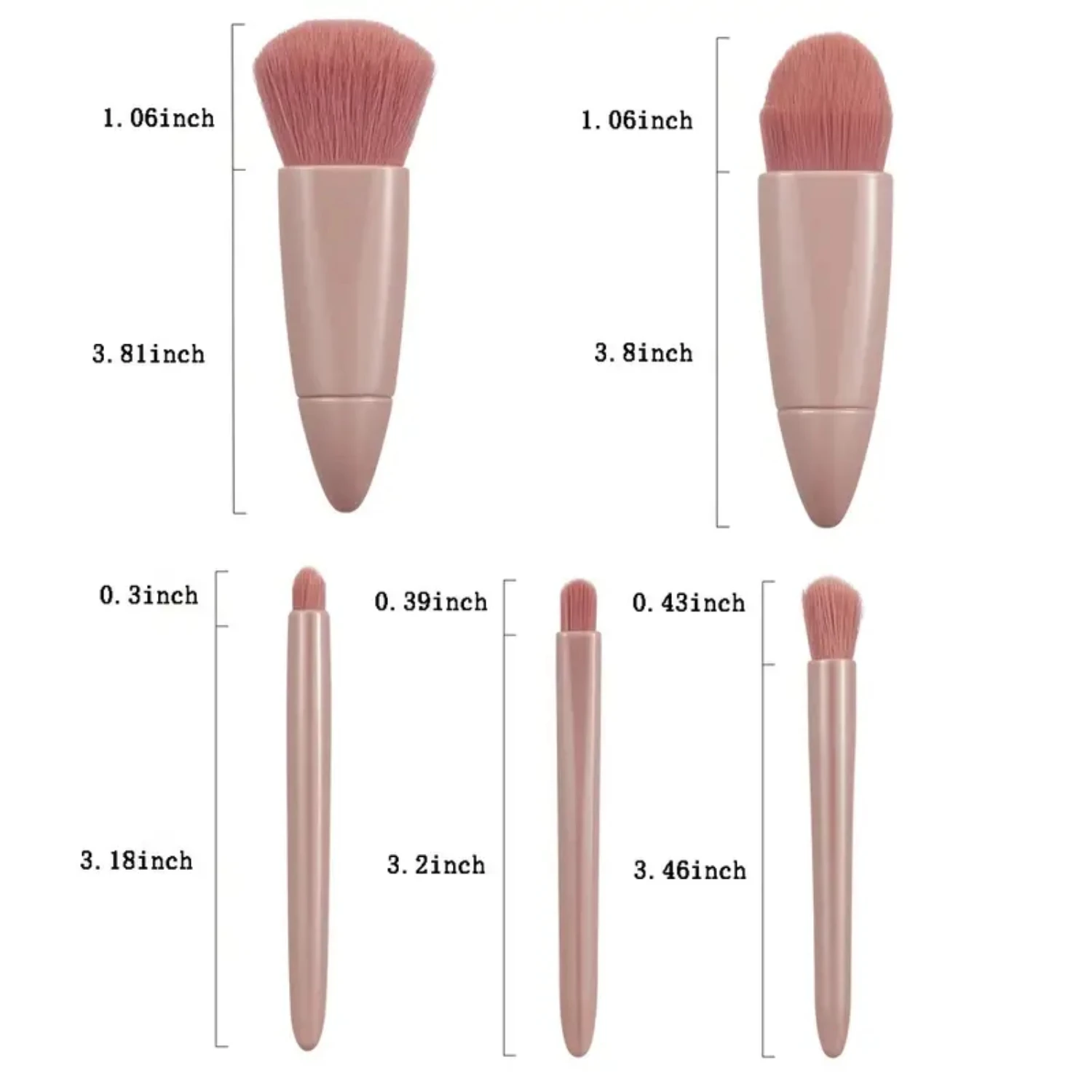 Mini kit de pincéis cosméticos de lã de fibra macia delicada portátil-5 peças conjunto de pincéis de maquiagem com espelho de maquiagem e caixa de armazenamento. Perfeito