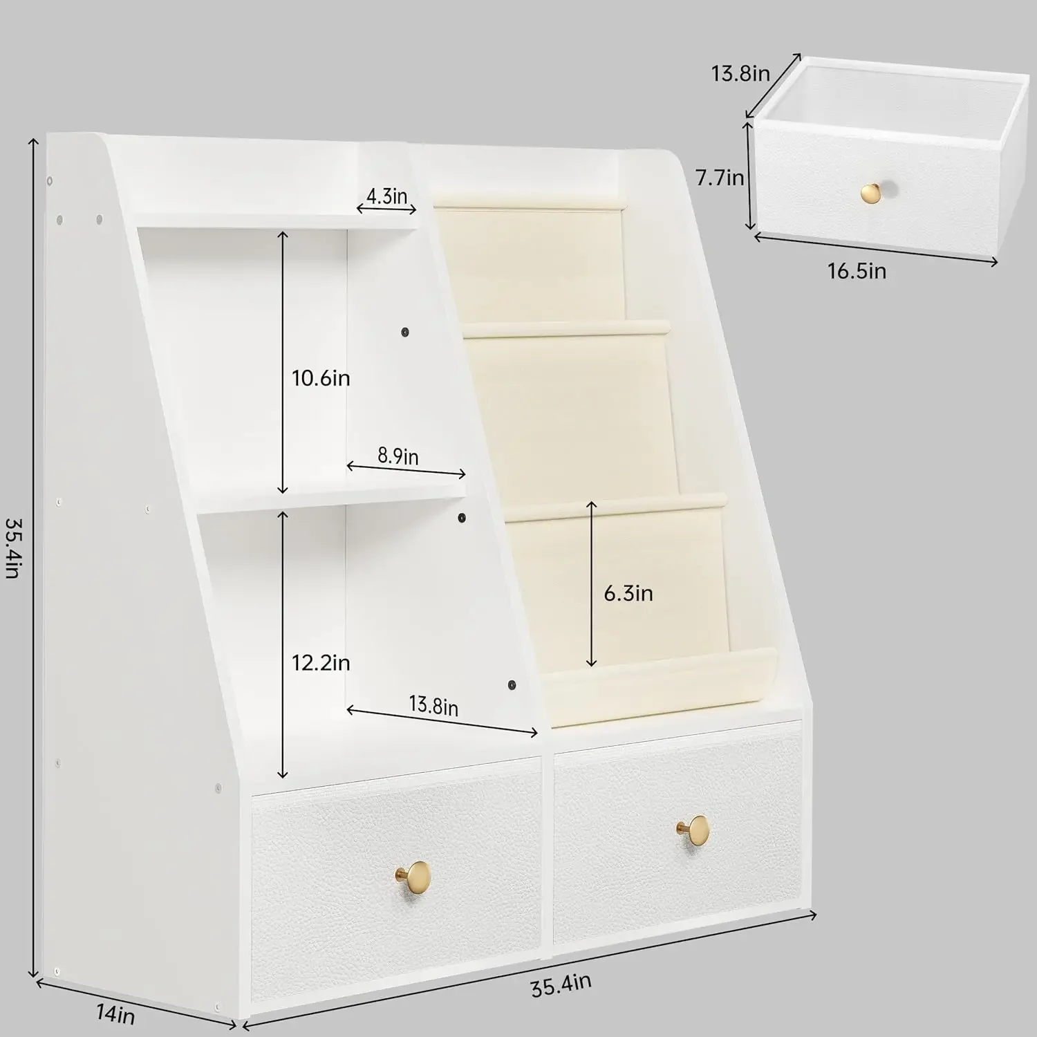 Bookshelf and Toy Storage, Baby Wooden Bookcase with Drawers, Children Book Shelf for Kids Room, Nursery Storage Book Rack for P