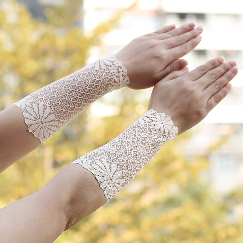 

Lace Wristband Women Dancing to Cover Scars and Tattoos Summer Thin Short Fake Sleeves