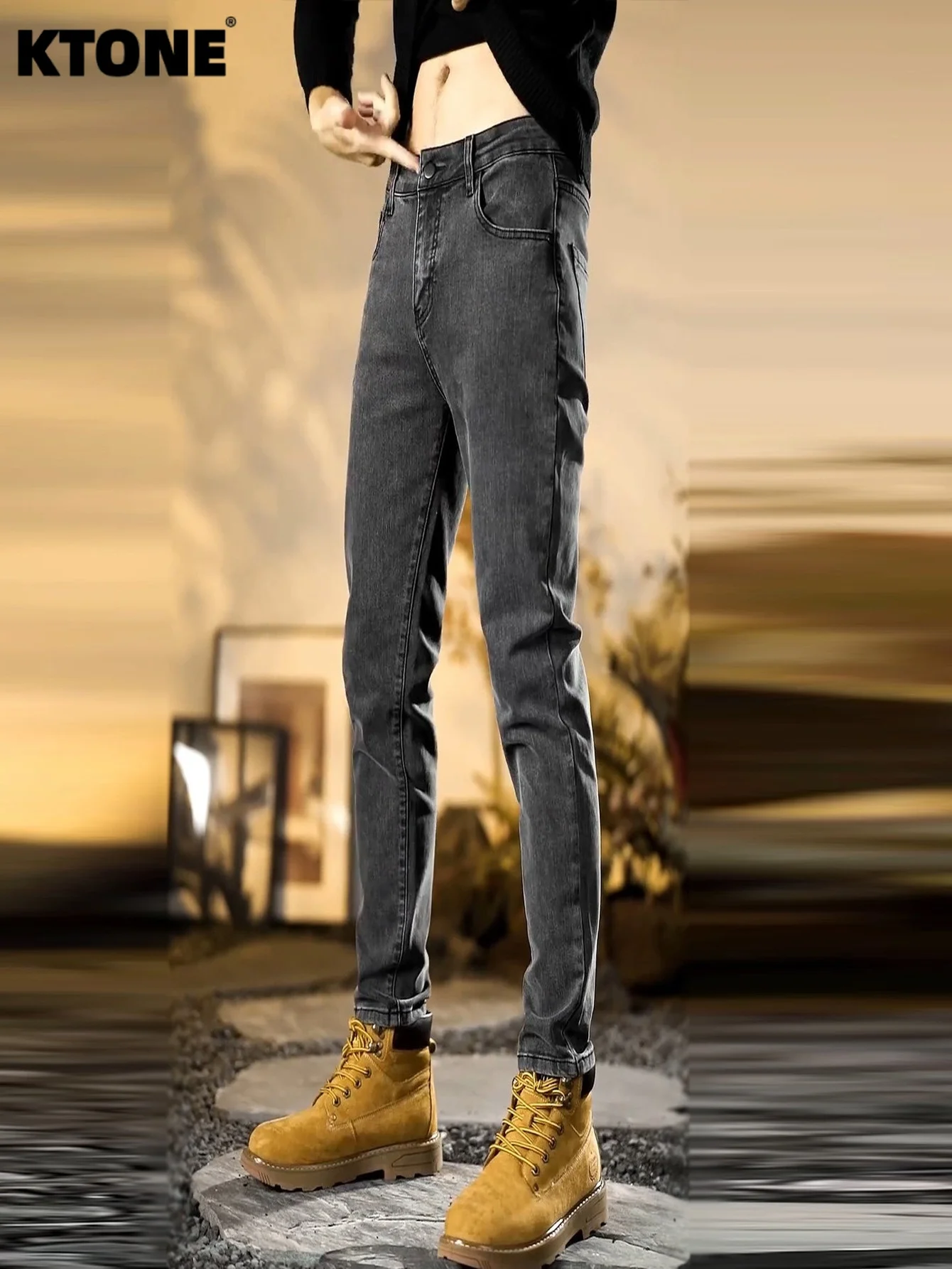 Retro Jeans Gender Neutral Gray Slim Pants Hip Hop Style Original Drip No accessories or belts included