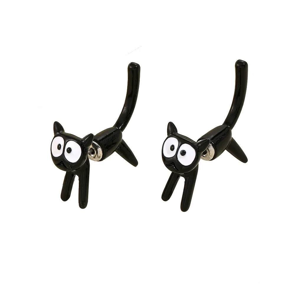 Handgemachte kleine schwarze Katze Ohrring für Frauen Accessoires Schmuck niedlichen Tier Kätzchen Ohrringe Mini Ins Wind