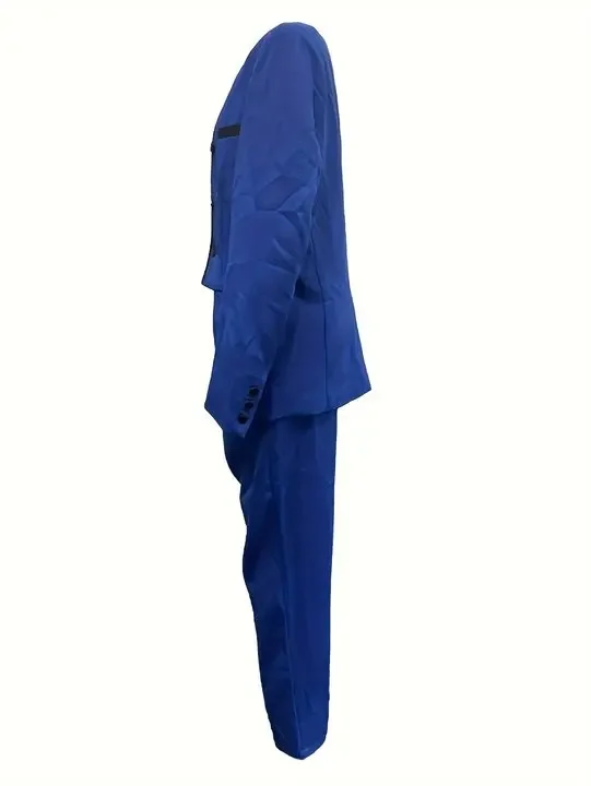 Trajes nuevos para hombre, traje azul elegante de Color sólido con doble botonadura, chaqueta de talla grande, chaleco y pantalones, conjunto de 3 uds, trajes de boda para hombre