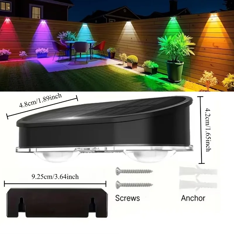 RGB Solar Fence Light IP44, 8 Color 11 Modes Dusk To Dawn Auto Decorative Outdoor Lamp for Courtyard Steps Wall Terrace Hotel view 4