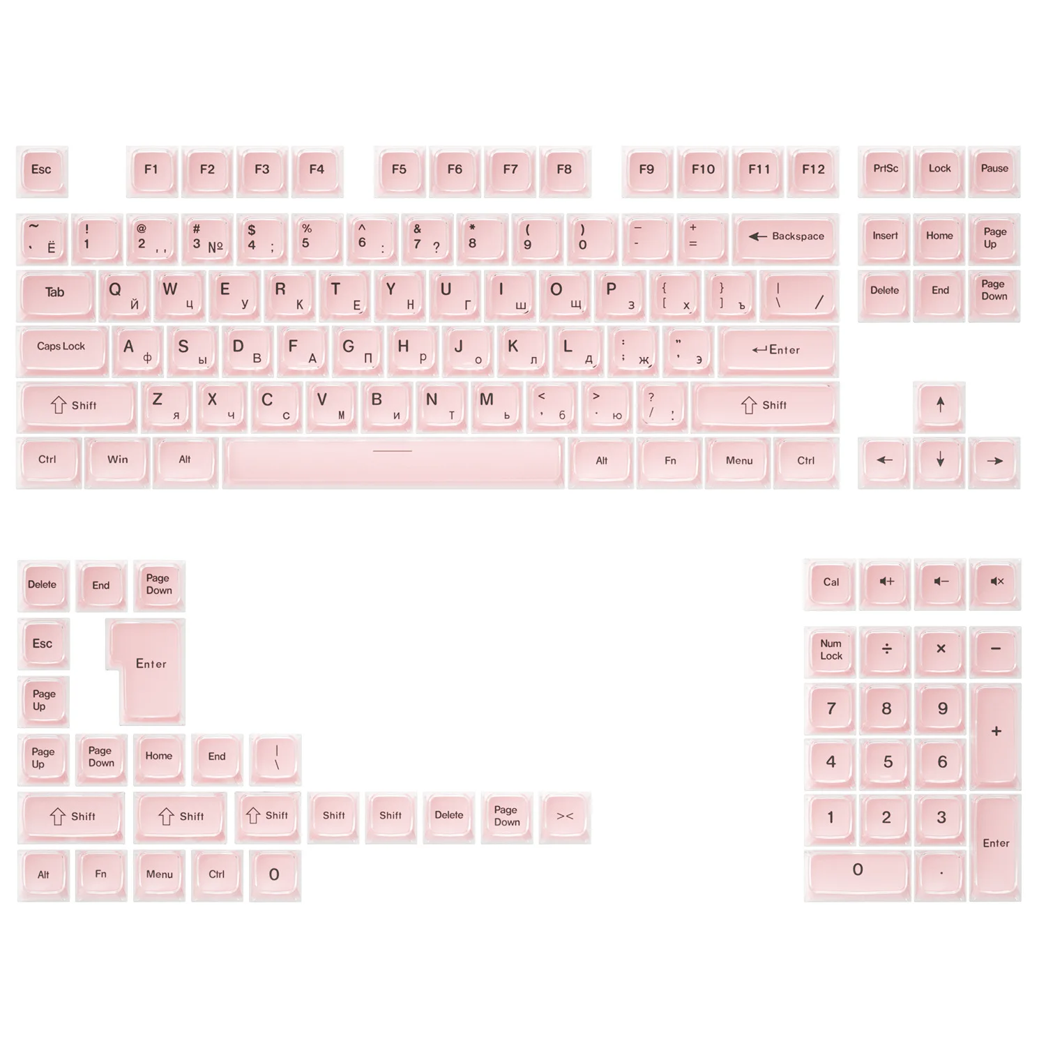 

Russian root [crystal jelly] mechanical keyboard keycap positive engraving side engraving injection molding